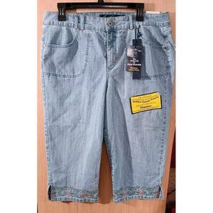 Gloria Vanderbilt Denim Capris with Floral Hem